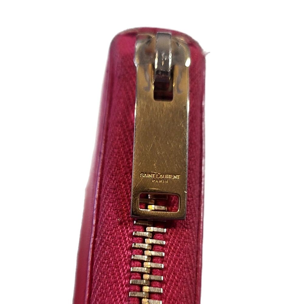 Saint Laurent (Authentic) Electric Pink Leather & Gold Zippy Long Wallet, VGUC - Picture 8 of 10